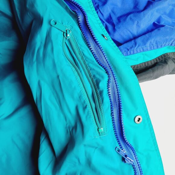 VTG Columbia Bugaboo Windbreaker Jacket Men’s Large Nylon Retro 90s Blue Green - Picture 10 of 14